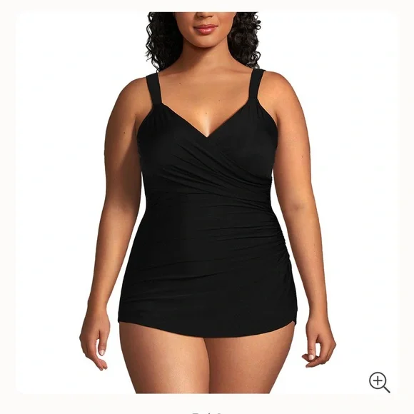 Lands End Women Plus Size SlenderSuit Tummy Control 22w Skirt One Piece Swimsuit - Picture 4 of 12